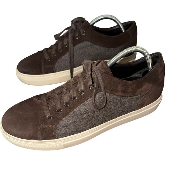 CORNELIANI ID Leather and Wool sneakers - brown/gray - size 9 - X4 - Picture 3 of 11